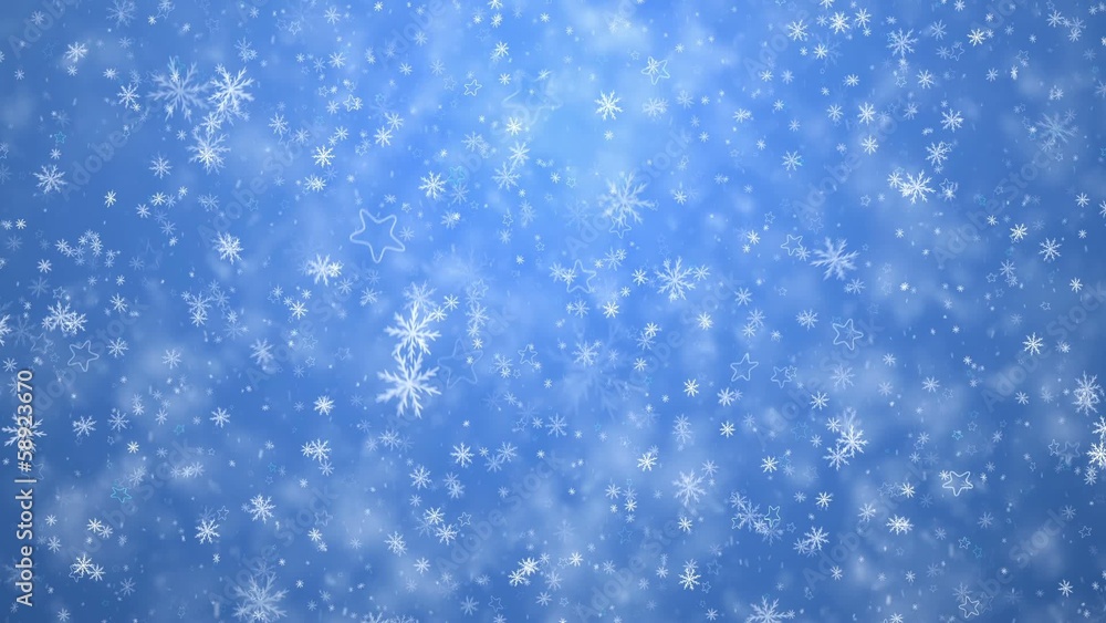 Winter Christmas background, falling snowflakes and stars Winter Christmas background, falling snowflakes and stars