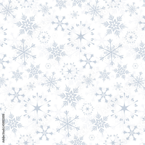 Seamless vector pattern - grey snowflakes on white background