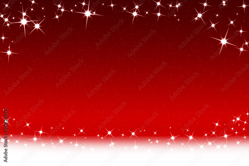 Christmas Stars And Snowflakes Red White Background