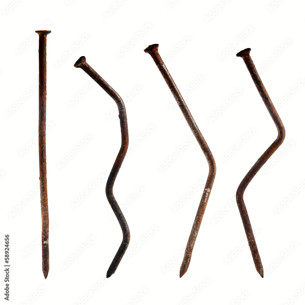 Obraz premium old rusty nails isolated on white