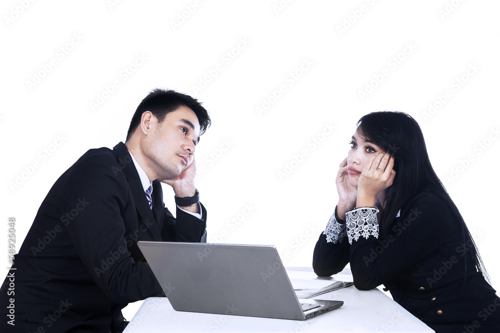 Thinking two business people Thinking two business people