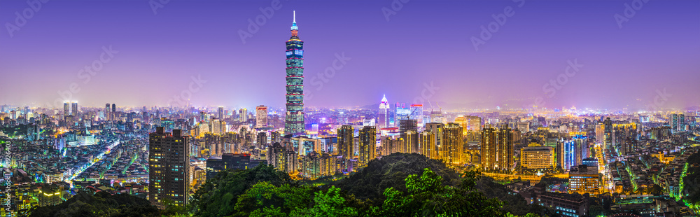 Naklejka premium Tajpej, Tajwan Panorama
