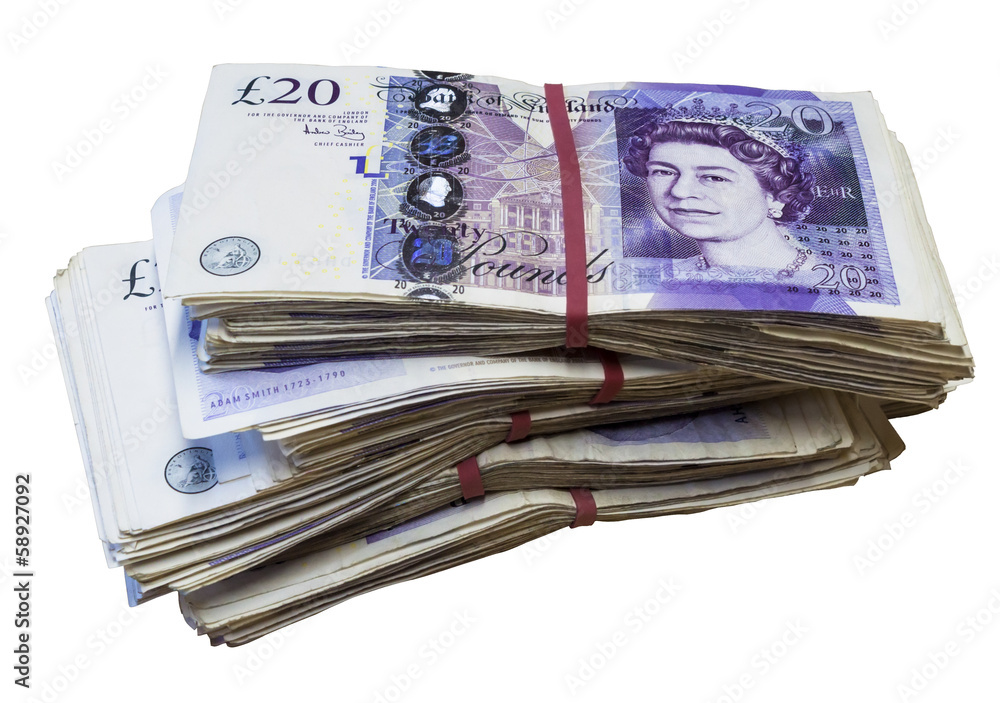 Bunch of used UK 20 twenty pound notes Bunch of used UK 20 twenty pound notes