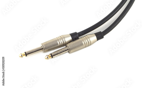 Audio instrumental cable with two silver plugs isolated