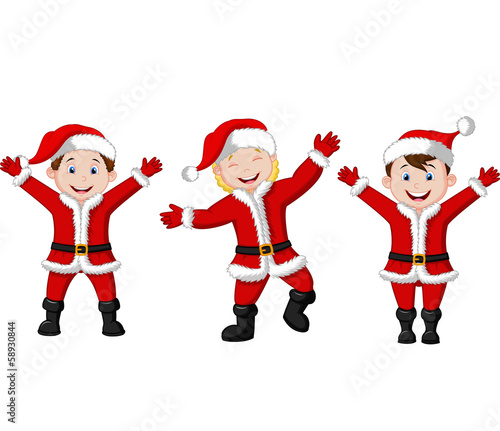 Happy children in Santa Costume