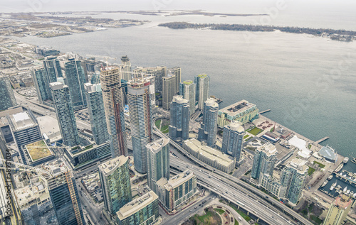 Photography Toronto skyscrapers at waterfront on Ontario Lake - Overview fro