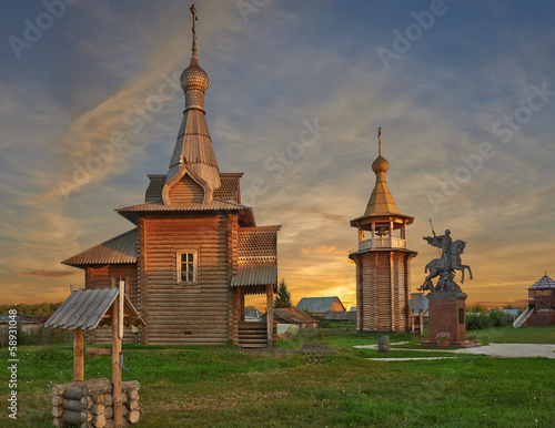 Картината върху платно wooden church