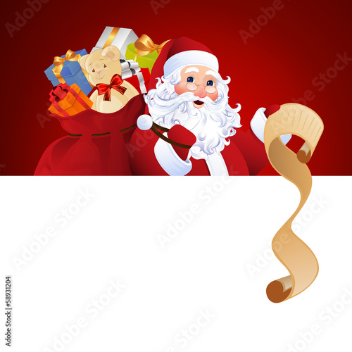 Vector Illustration of Santa Claus carrying sack full of gifts