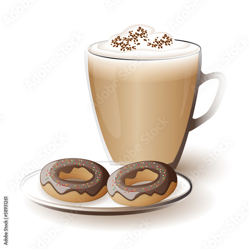 cup of cappuccino with donuts