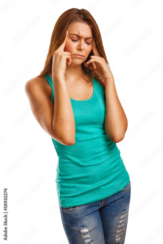 woman tired stress pain headache, holding his hands behind head, woman tired stress pain headache, holding his hands behind head,
