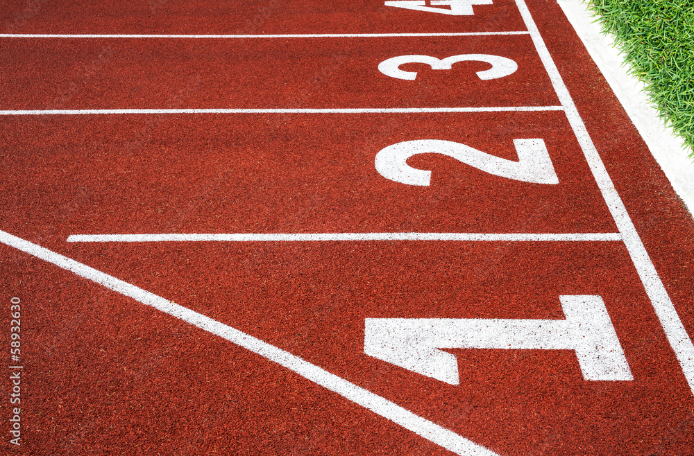 Fototapeta premium Running track with number 1-4, abstract, texture, background.