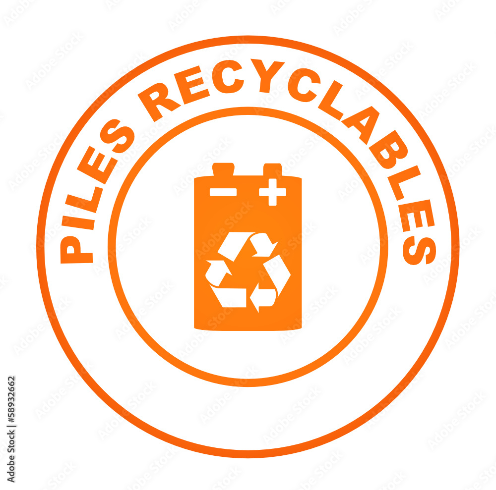 piles recyclables sur bouton web rond orange piles recyclables sur bouton web rond orange