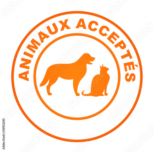 animaux acceptés sur bouton web rond orange