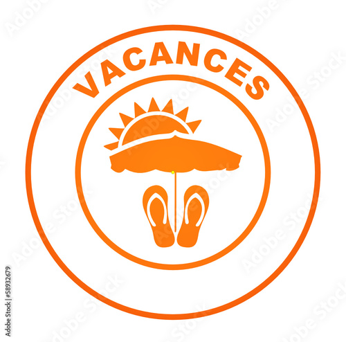vacances sur bouton web rond orange