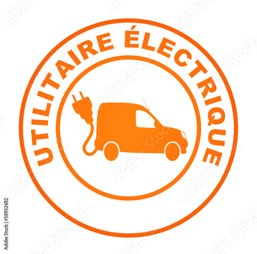 utilitaire électrique sur bouton web rond orange