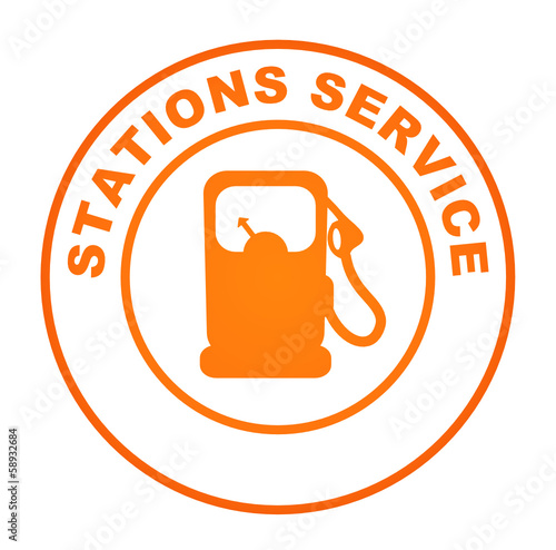 stations service sur bouton web rond orange