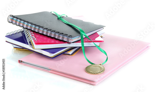 Wallpaper Mural Medal for achievement in education and notebooks isolated Torontodigital.ca