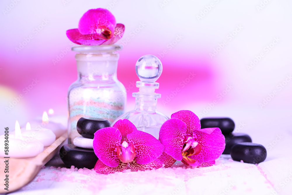 Beautiful spa setting with orchid Beautiful spa setting with orchid