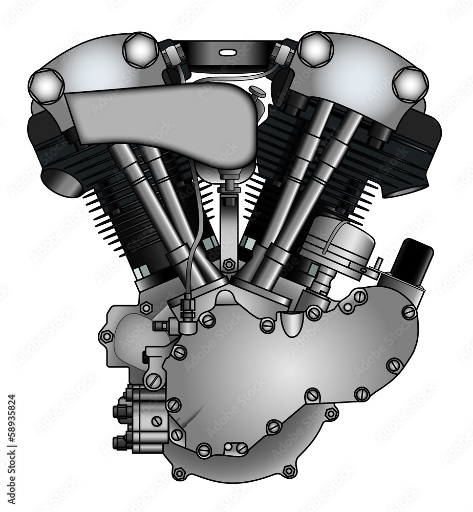 Naklejka premium classic V-twin motorcycle engine