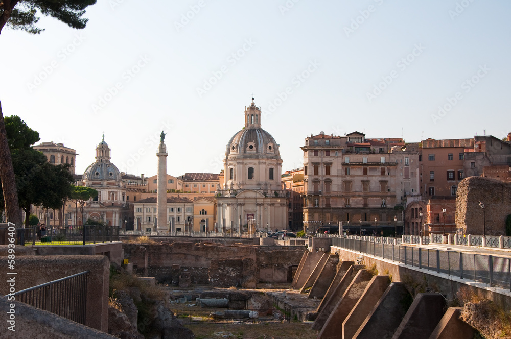 Trajan forum with the Trajan's Column. Rome, Italy.