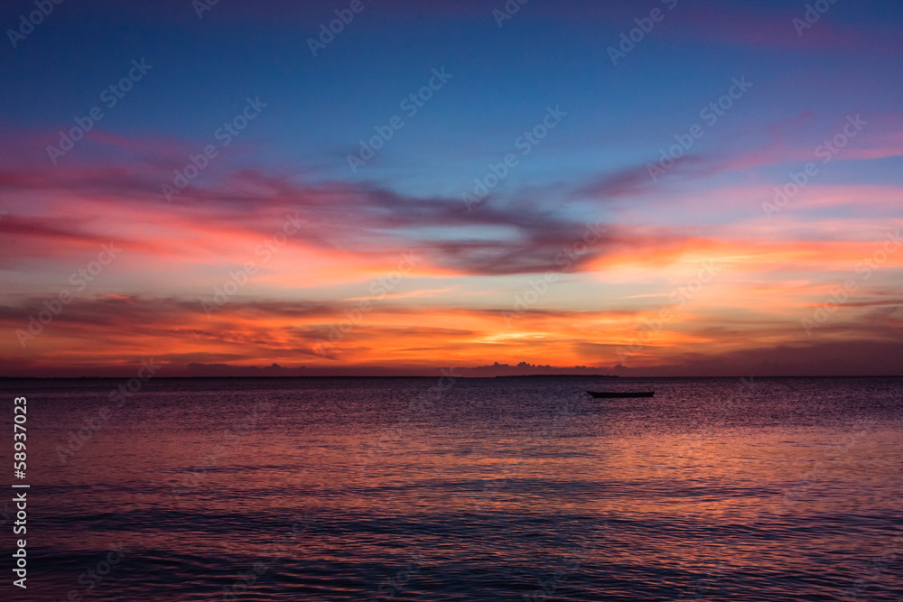 View of sunset on Zanzibar Island
