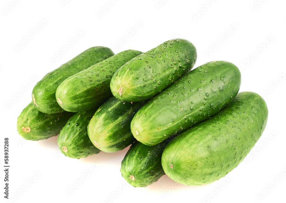Pile of green cucumbers isolated Pile of green cucumbers isolated