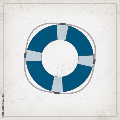 Vintage marine card with lifebuoy