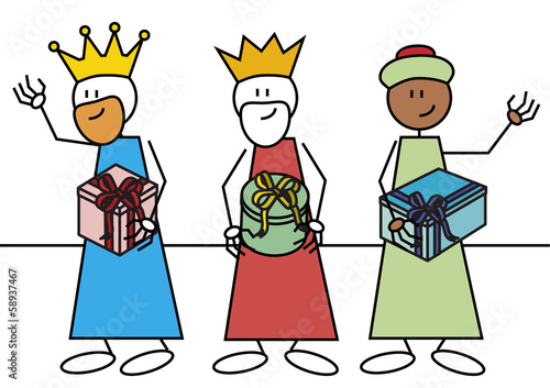 stick figure three wise men gifts