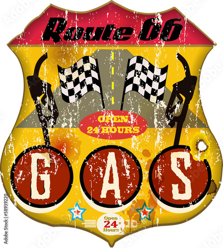 route 66 gas station sign,retro style, vector eps 10