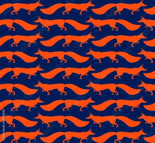 Seamless vector pattern with cute foxes
