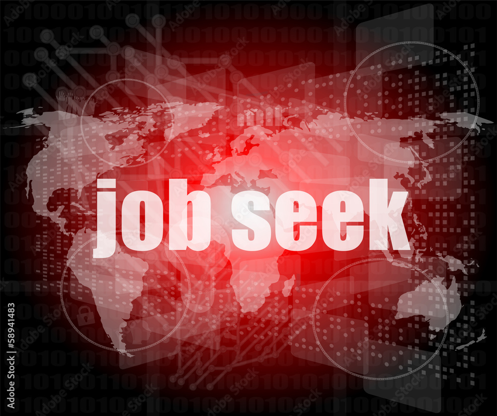 job seek word on touch screen, virtual background
