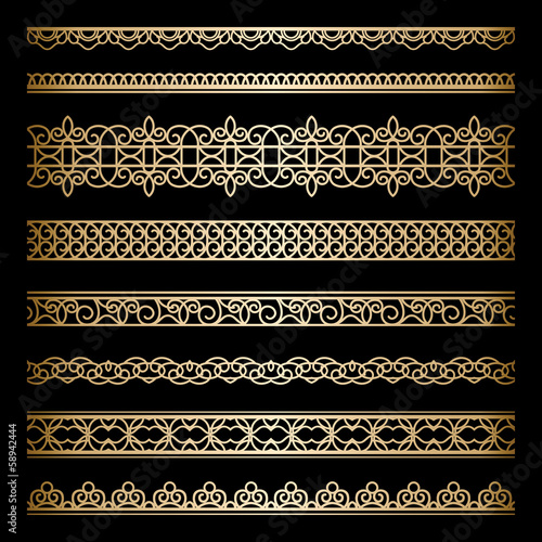 Set of gold borders on black