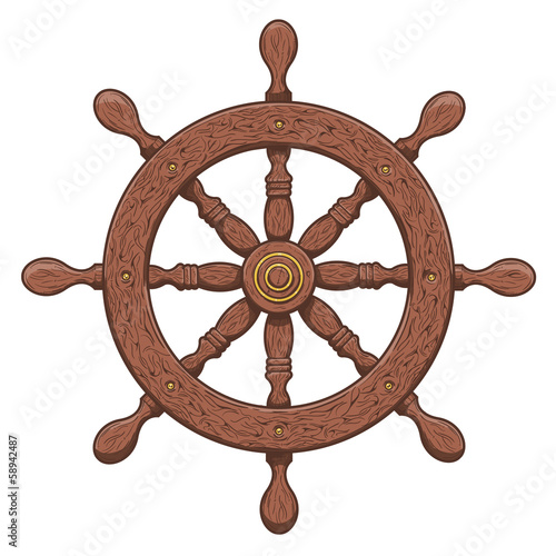 Detailed brown outlines nautical rudder