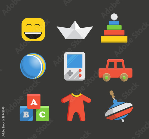 Baby`s accessories icon collection