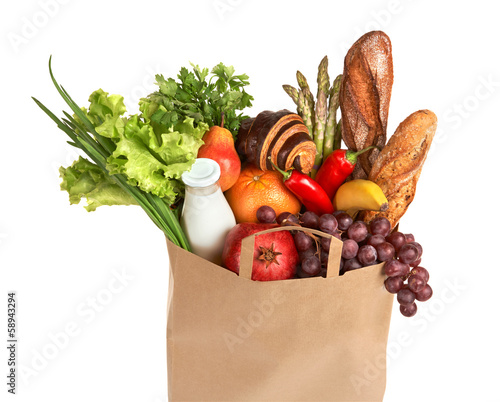 Slika na platnu A grocery bag full of healthy fruits and vegetables