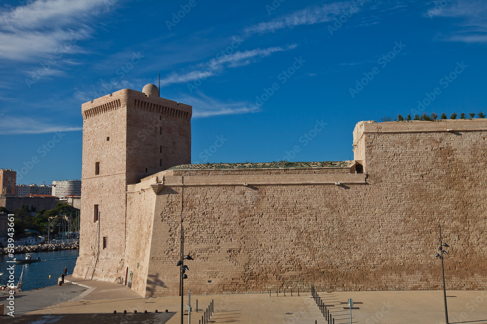 King Rene I tower (XV c.) of Fort Saint-Jean, Marseilles