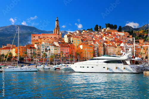 Menton - colorful port , south of France