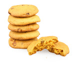 isolated pumpkin cookie with raisins