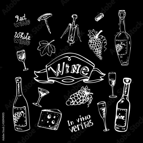 Wine set on chalkboard