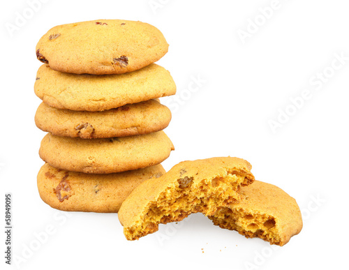 isolated pumpkin cookie with raisins