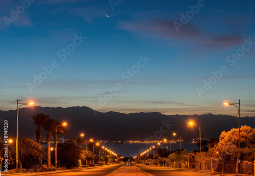 Local street running to the Red Sea, Eilat, Israel