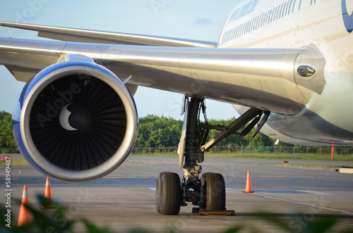 aeroplane engine near runway