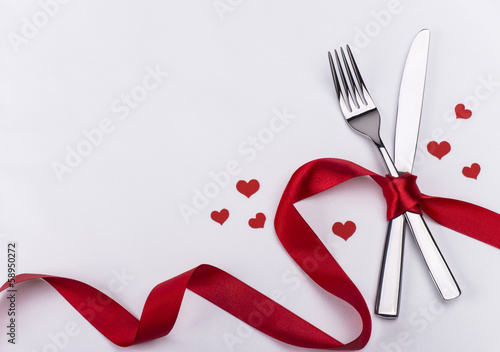 Fork and knife for Valentines Day