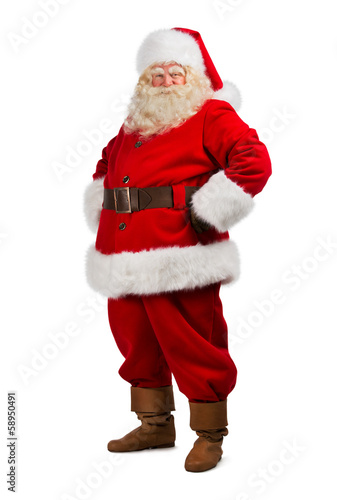 Santa Claus standing isolated on white background - full length photo