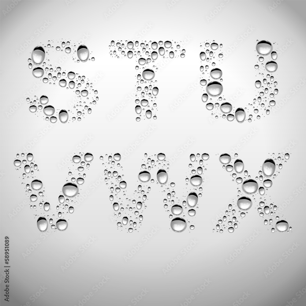 Realistic Water Drops Font from S to X Realistic Water Drops Font from S to X