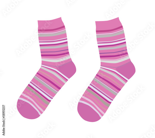 Cute pink striped socks vector illustration