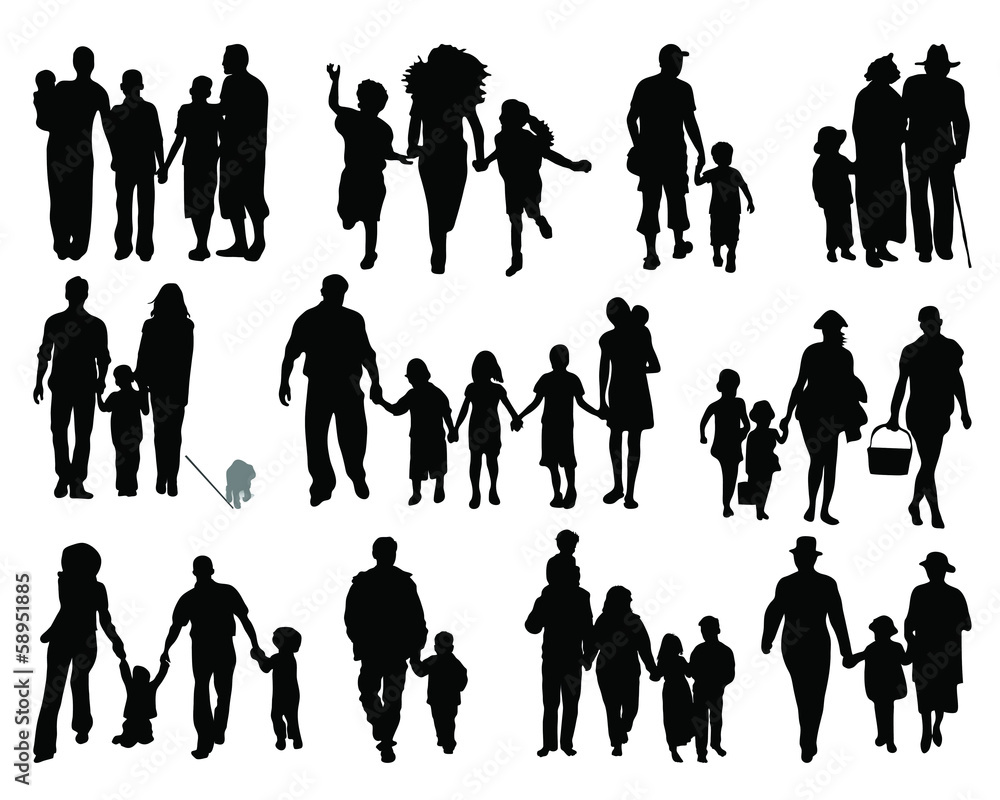 Black silhouettes of family, vector Stock Vector | Adobe Stock