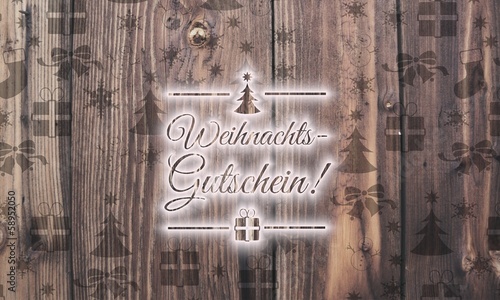 wooden German voucher symbol with presents