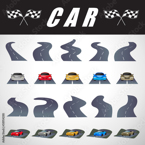 Car Icons Set - Isolated On Gray Background