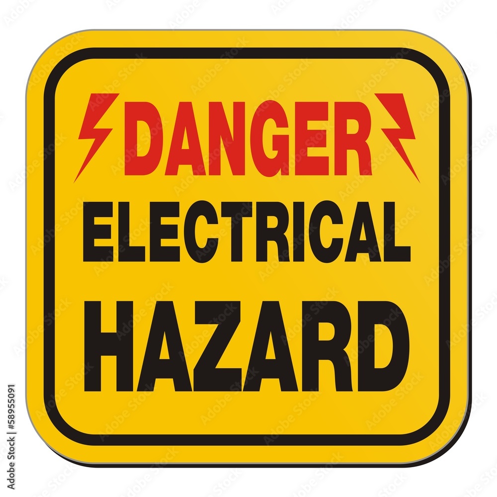 danger electrical hazard - yellow sign